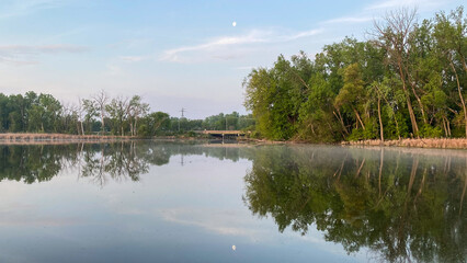 reflection of trees in lake