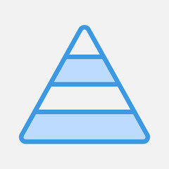 Pyramid chart icon in blue style, use for website mobile app presentation