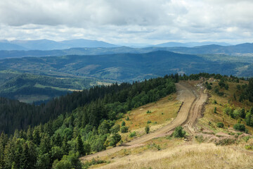 Fototapeta premium Picturesque view of mountain landscape and cloudy sky