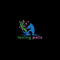 Obraz premium loving pets logo, dog logo, animal logo, minimalist and business logo design in vector template.