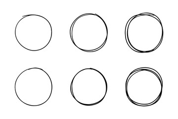 Super set of circles lines sketch hand drawn. Doodle circles for design elements