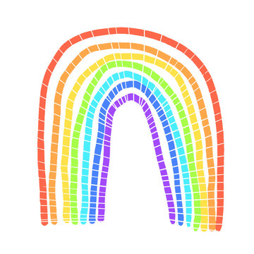 Cute Hand Drawn Colorful Rainbow, Symbol Of Weather Elements. Sketch Handdrawn Arch Sign For Print Design, Stickers, Icon Decoration