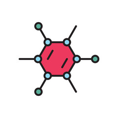 Chemical molecular structure filled color icon. Vector graphic