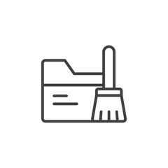 Data cleaning line icon. Database and brush linear style sign for mobile concept and web design.