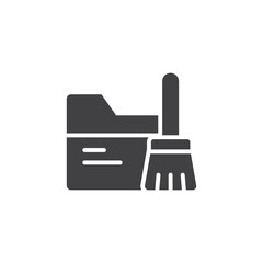 Data cleaning glyph icon. Database and brush linear style sign for mobile concept and web design.