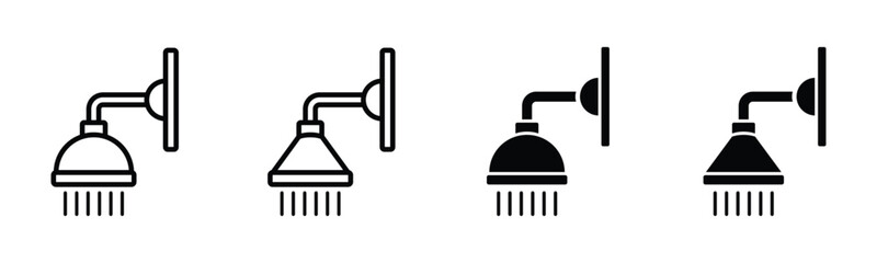 Shower icon buttons. Shower head icon button. Shower symbol in outline or line and flat style for apps and websites, vector illustration