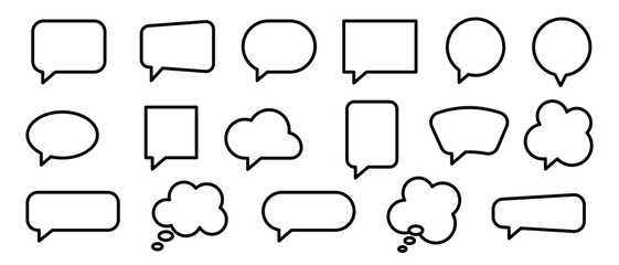 Obraz premium Conjunto de iconos de burbujas de mensaje. Globos de diálogo, conversación. Comunicación. Burbujas sin expresión, vacías. Ilustración vectorial
