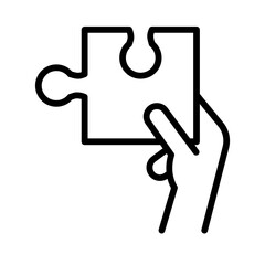 Icono de mano sosteniendo una pieza de rompecabezas. Concepto de estrategia y entretenimiento. Ilustración vectorial
