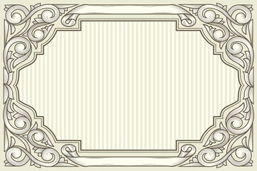 Decorative ornate monochrome retro design blank frame