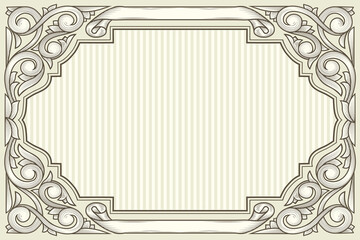 Decorative ornate monochrome retro design blank frame