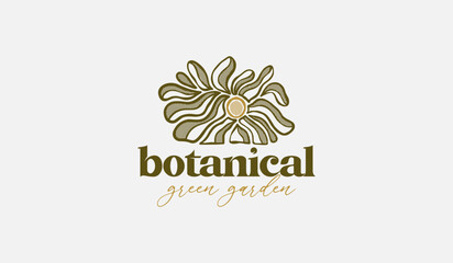 Abstract Plant Botanical Flower Line Art Line Drawing. Universal creative premium symbol. Vector illustration. Creative Minimal design template