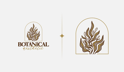 Abstract Plant Botanical Flower Line Art Line Drawing. Universal creative premium symbol. Vector illustration. Creative Minimal design template