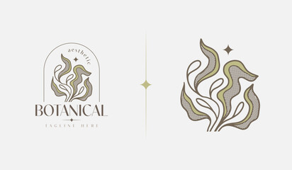 Abstract Plant Botanical Flower Line Art Line Drawing. Universal creative premium symbol. Vector illustration. Creative Minimal design template