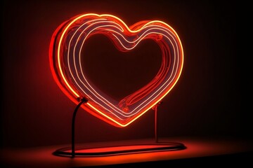 A Red Neon Heart Sign. Generative AI