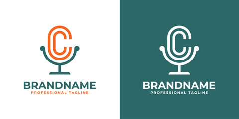 Letter C or CC Podcast Logo, suitable for any business related to microphone with C or CC initials.