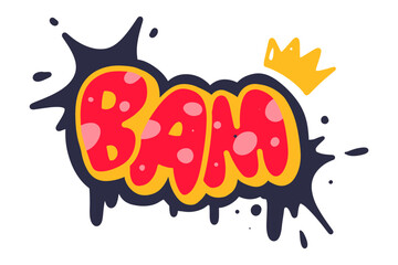 Bam sticker design with melt text effect