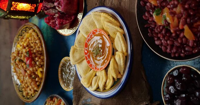 Qatayef or katayef or qata'if, is an Arab dessert commonly served during the month of Ramadan. Iftar meals