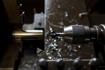 Chamfering work on a lathe
