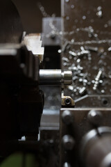 Fototapeta premium Parting off with a lathe 