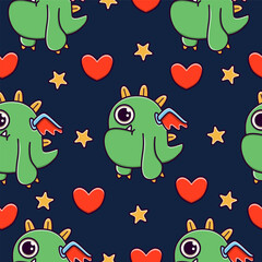 Monster doodle cartoon pattern illustration design