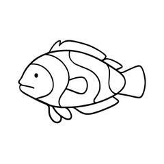 doodle art illustration of a fish for children coloring book