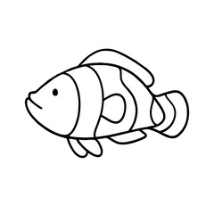 doodle art illustration of a fish for children coloring book
