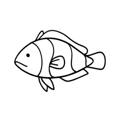 doodle art illustration of a fish for children coloring book