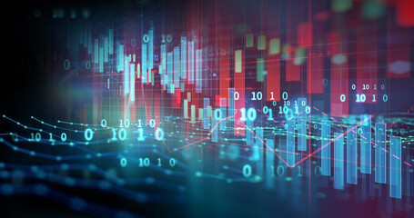 down trend of stock market investment graph