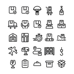 Shipment Icon Set with Outline Style