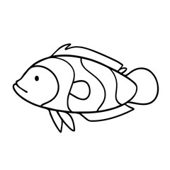 doodle art illustration of a fish for children coloring book