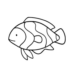 doodle art illustration of a fish for children coloring book
