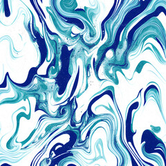 Exquisite original painting marble ink abstract art for abstract background. Blue and white ink smooth marble background pattern created