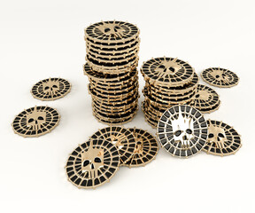 Heap of golden coins, 3d render illustration