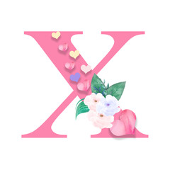 14th February, Valentine Alphabet Letter Vector Illustration
