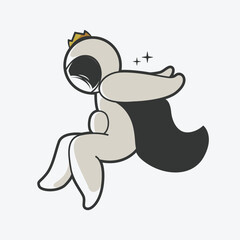 chibi astronaut jump art illustration