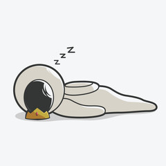 chibi astronaut tired and sleeping art illustration