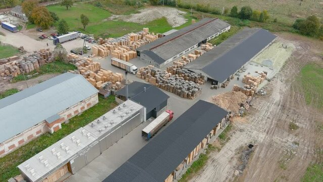 Aerial Top View Of Industrial Zone And Technology Park At Daytime. Modern Factory.