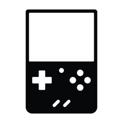 Vertical retro handheld video game gaming console flat vector icon for apps and websites © martialred