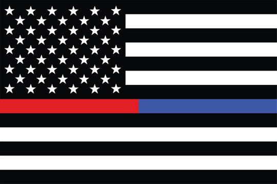Thin red line and thin blue line American flag or US flag vector icon for websites and print