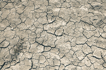 Landscape ground cracks drought crisis environment background.