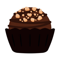 Sweet Chocolate Candy Bonbons in Cup Icon Vector Illustration