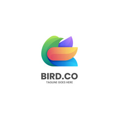Fototapeta na wymiar Vector Logo Illustration Bird Gradient Colorful Style.