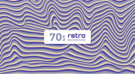 Grioovy psychedelic wave background for banner design. Retro 60s 70s psychedelic pattern. Modern wave retro abstract design. Rainbow 60s, 70s, hippie vector.