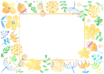 北欧風水彩花柄フレーム