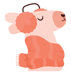 llama with snow clothes