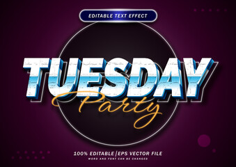 Tuesday party banner with editable text effect. event design, postcard, banner, and digital invitations.