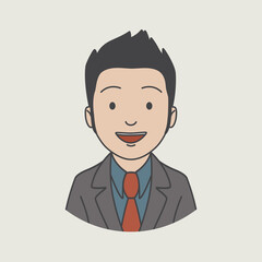 man using services, broad smiling face icon illustration design