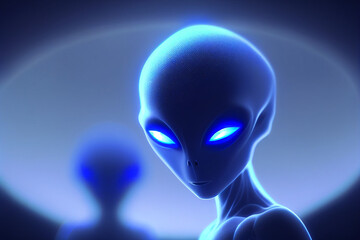 Mysterious alien in blue tones With Generative AI