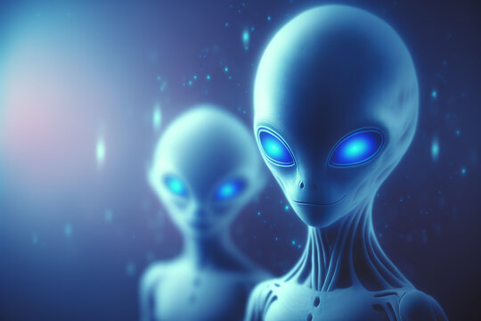 Mysterious alien in blue tones With Generative AI