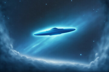 Fototapeta na wymiar Mysterious UFO in blue tones With Generative AI